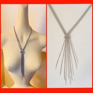 ETSU Silver Ball Chain Fringe Necklace